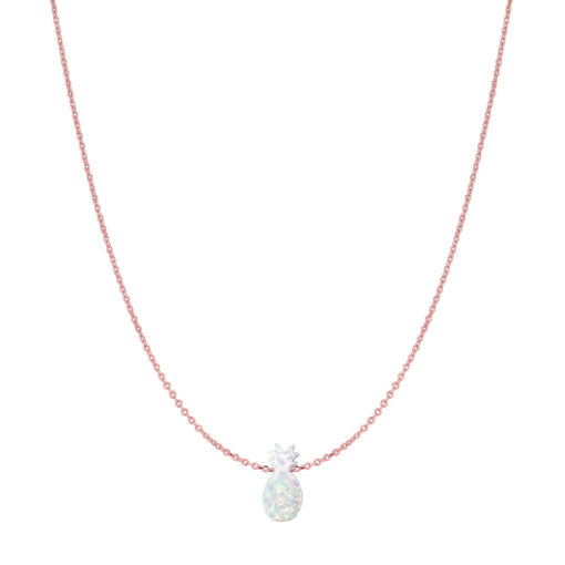 14 Karat Gold Pure White Opal Pineapple Necklace - Jewels By Elle