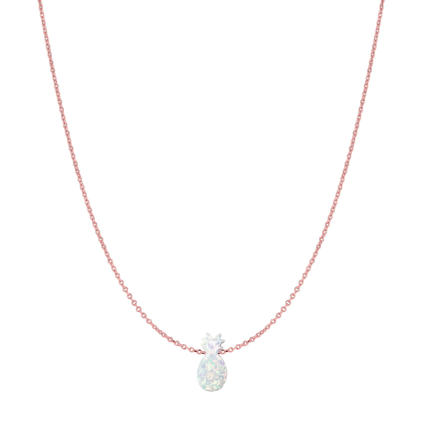 14 Karat Gold Pure White Opal Pineapple Necklace - Jewels By Elle ...