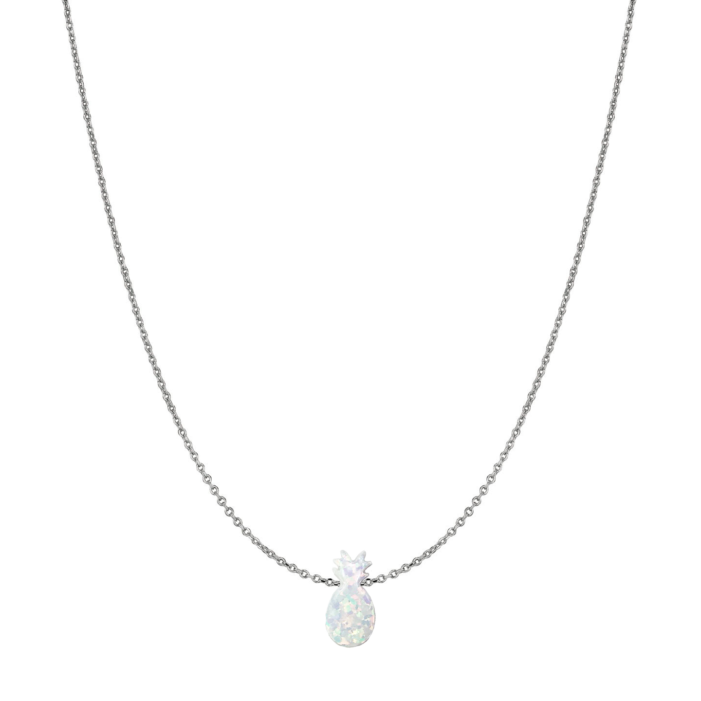 14 Karat Gold Pure White Opal Pineapple Necklace - Jewels By Elle ...
