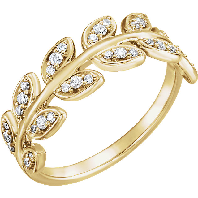 14 Karat Gold Diamond Laurel Wreath Leaf Vine Ring - Image 4