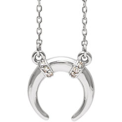 14 Karat Gold Accented Diamond Crescent Moon Necklace