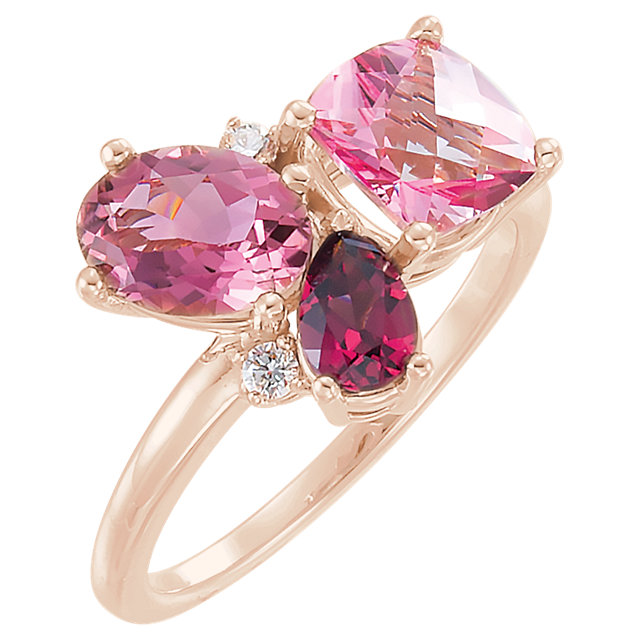 Multi Pink Gems Ring