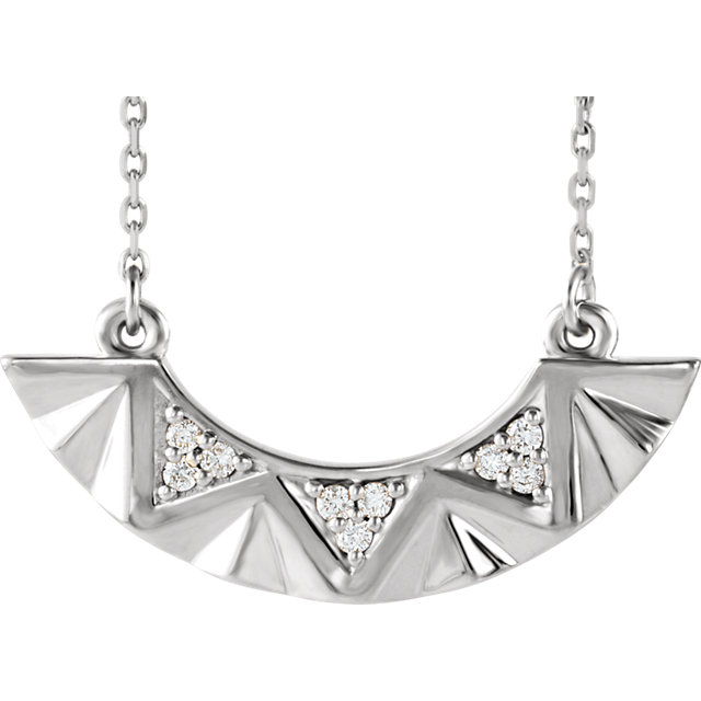 14 Karat Gold Diamond Curved Geometric Bar Necklace - Image 3