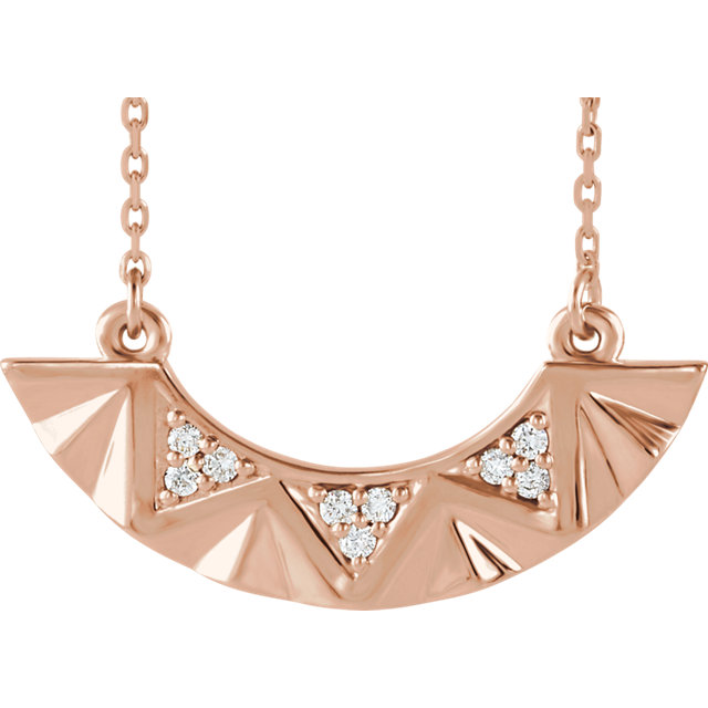 14 Karat Gold Diamond Curved Geometric Bar Necklace - Image 2