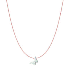 14 Karat Gold Pure White Slanted Butterfly Opal Necklace