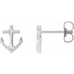 14 Karat Gold Tiny Sailor Anchor Stud Earrings