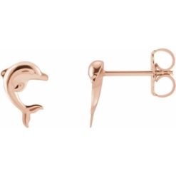 14 Karat Rose Gold Tiny Dolphin Stud Earrings
