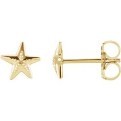 14 Karat Yellow Gold Starfish Stud Earrings