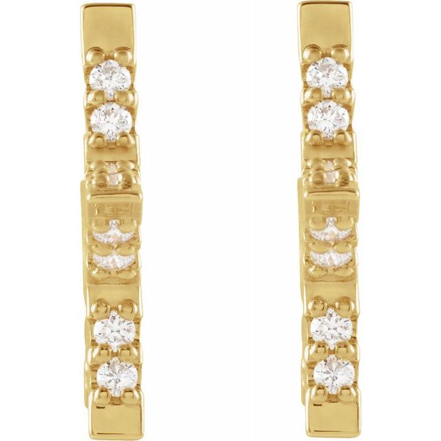 14 Karat Gold Diamond Star Post Back Huggie Earrings - Image 3
