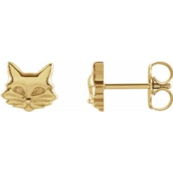 14 Karat Gold Tiny Kitty Cat Stud Earrings