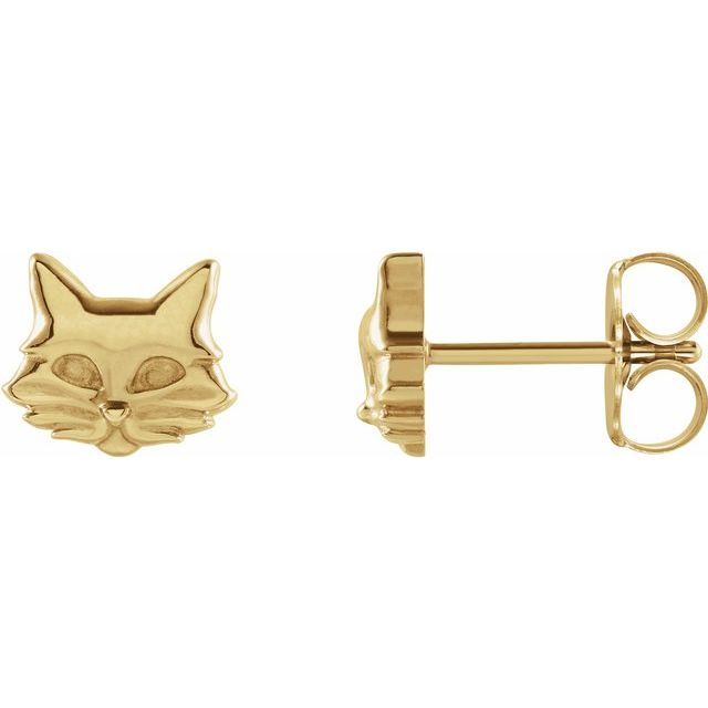 14 Karat Gold Tiny Cat Stud Earrings Jewels By Elle