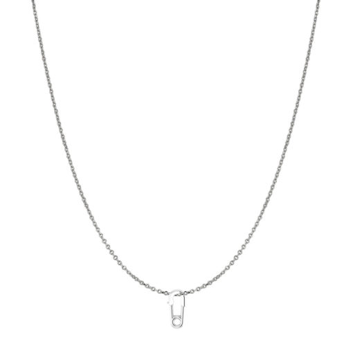 14 Karat White Gold Safety Pin Necklace