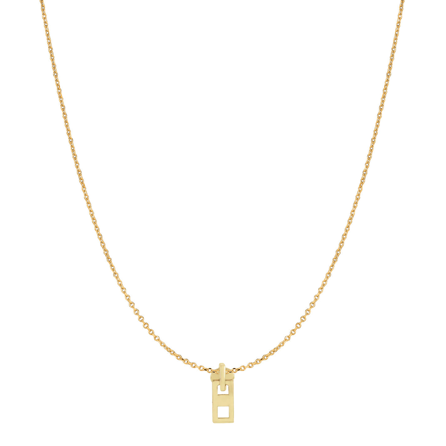 14 Karat Gold Mini Dangling Zipper Necklace