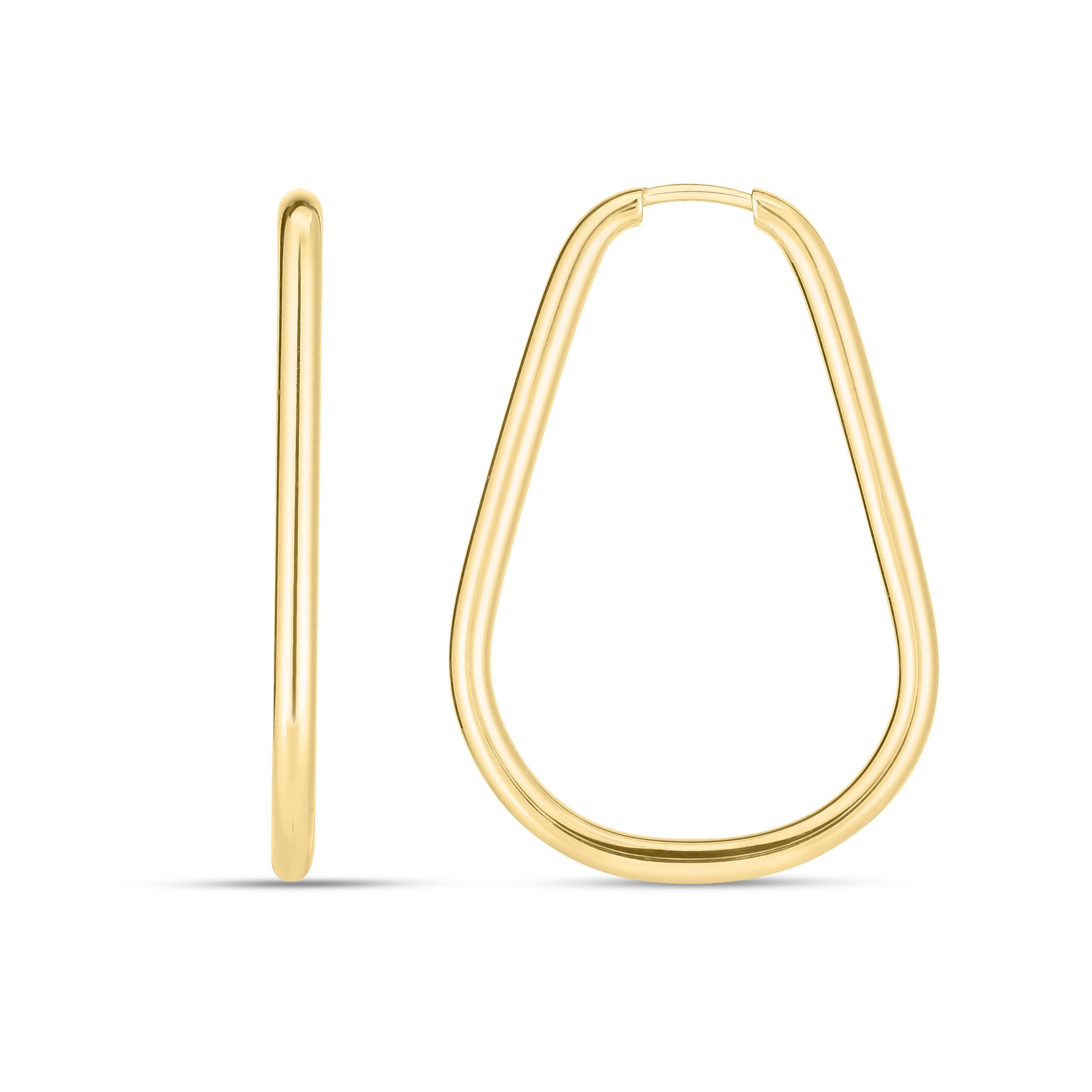 14 Karat Yellow Gold Geometric Pear Shape Endless Hoop Earrings