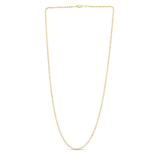 14 Karat Yellow Gold 2 mm Moon Cut Bead Ball Chain Necklace