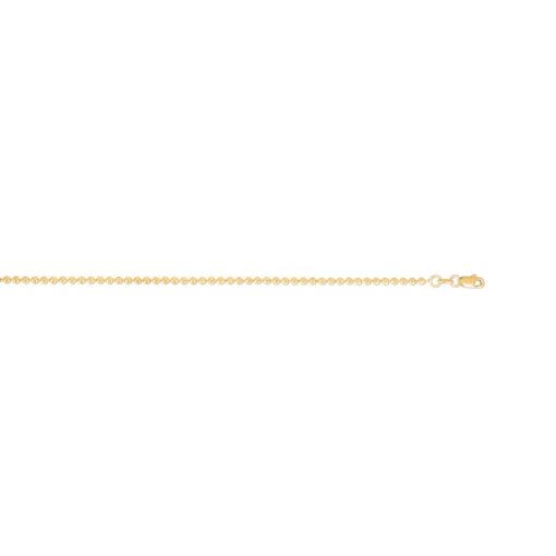 14 Karat Yellow Gold 2 mm Moon Cut Bead Ball Chain Necklace