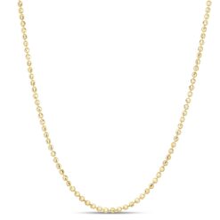 14 Karat Yellow Gold 2 mm Moon Cut Bead Ball Chain Necklace