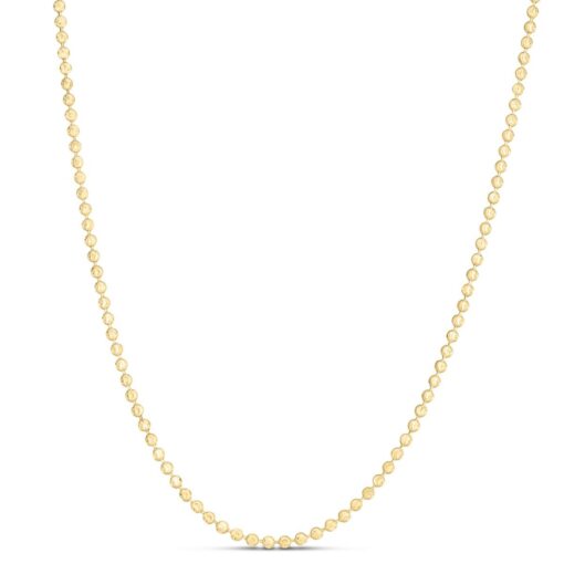 14 Karat Yellow Gold 2.5 mm Moon Cut Bead Ball Chain Necklace