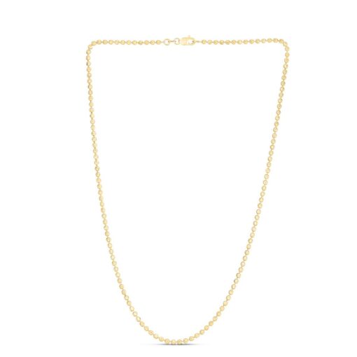 14 Karat Yellow Gold 2.5 mm Moon Cut Bead Ball Chain Necklace