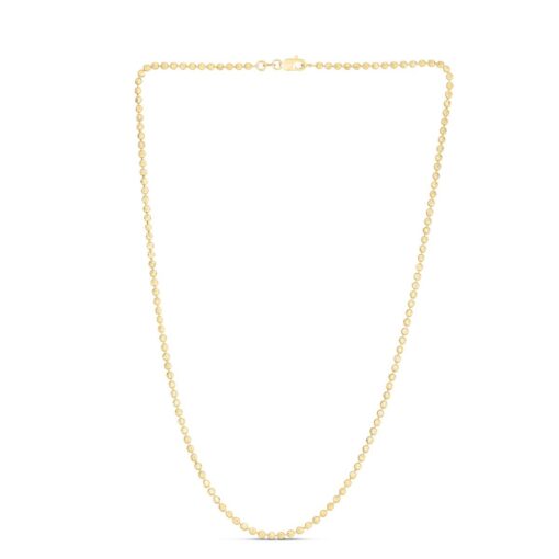 14 Karat Yellow Gold 2.5 mm Moon Cut Bead Ball Chain Necklace