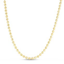 14 Karat Yellow Gold 3 mm Moon Cut Bead Ball Chain Necklace