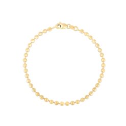 14 Karat Yellow Gold 3 mm Moon Cut Bead Ball Chain Bracelet