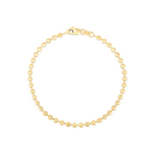 14 Karat Yellow Gold 3 mm Moon Cut Bead Ball Chain Bracelet