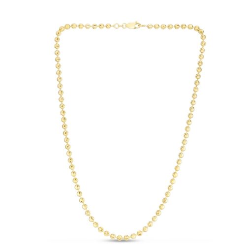 14 Karat Yellow Gold 4 mm Moon Cut Bead Ball Chain Necklace