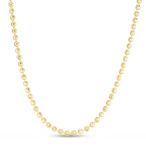 14 Karat Yellow Gold 4 mm Moon Cut Bead Ball Chain Necklace