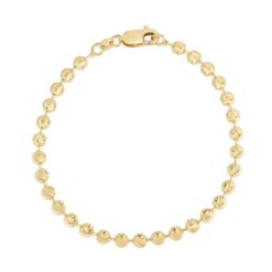 14 Karat Yellow Gold 4 mm Moon Cut Bead Ball Chain Bracelet