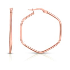 14 Karat Rose Gold Hexagon Hoop Earrings