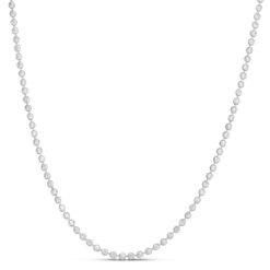 14 Karat White Gold 2 mm Moon Cut Bead Ball Chain Necklace